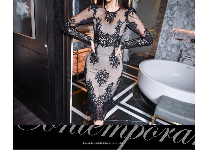 Coordinated Lace Top and Pencil Skirt Set