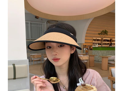 Contrast Trim Straw Sun Visor