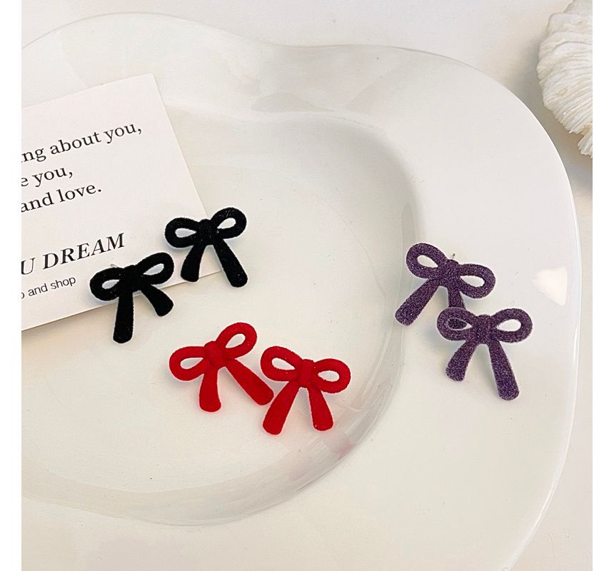 Flocking Bow Stud Earring