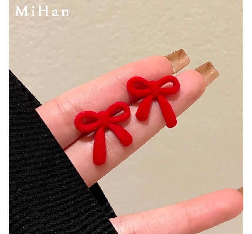 Flocking Bow Stud Earring