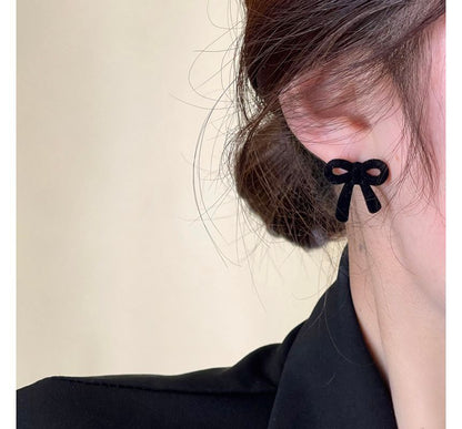 Flocking Bow Stud Earring