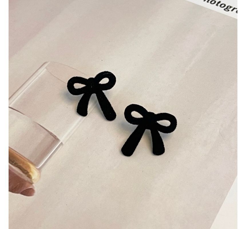 Flocking Bow Stud Earring