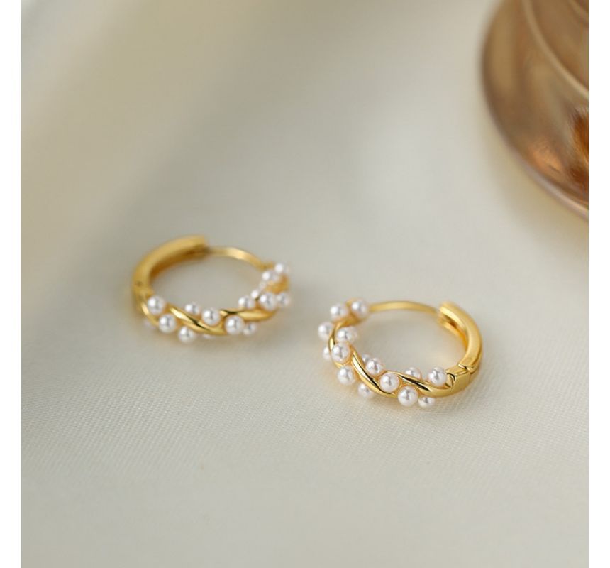 Faux Pearl Hoop Earring