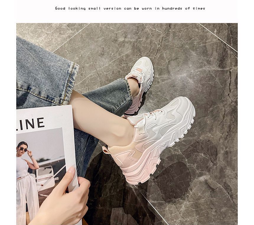 Lettering Label Applique Ombre Platform Sneakers