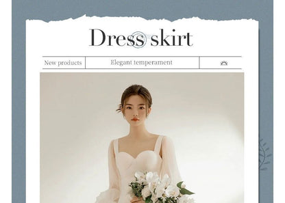 Sheath Neckline Long-Sleeve Plain Wedding Gown Sweetheart