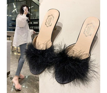 Heel Sandals Slide Feather High