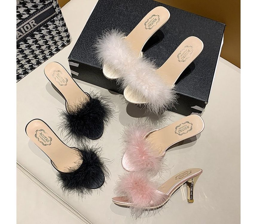 Heel Sandals Slide Feather High
