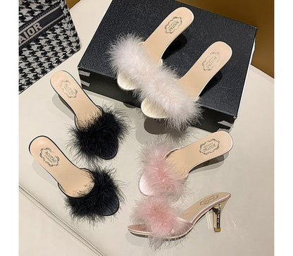 Heel Sandals Slide Feather High