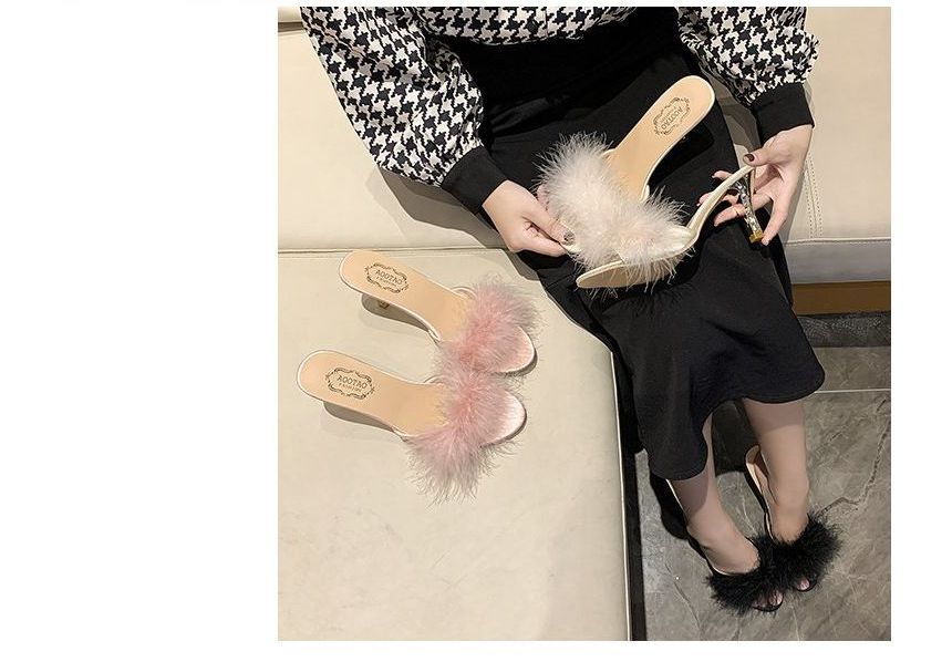 Heel Sandals Slide Feather High