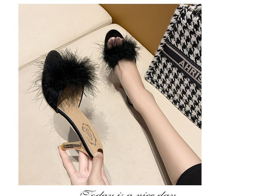 Heel Sandals Slide Feather High