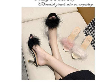 Heel Sandals Slide Feather High