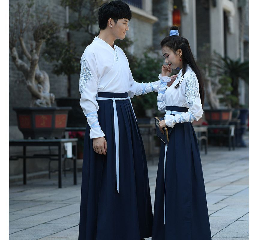 Couple Matching Embroidered Hanfu Costume / Set