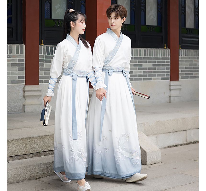 Couple Matching Dragon Embroidered Hanfu Costume / Set