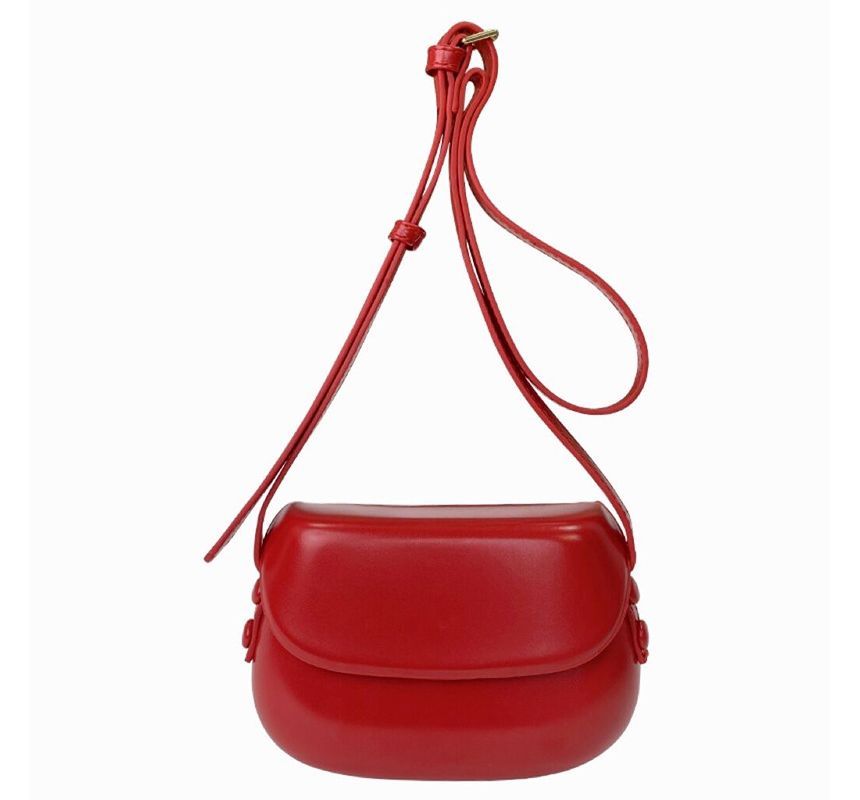 Faux Leather Buckled Flap Crossbody Bag