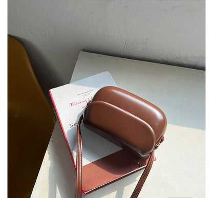 Faux Leather Buckled Flap Crossbody Bag