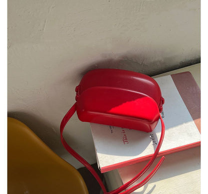 Faux Leather Buckled Flap Crossbody Bag