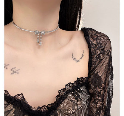 Bow Choker Alloy Rhinestone