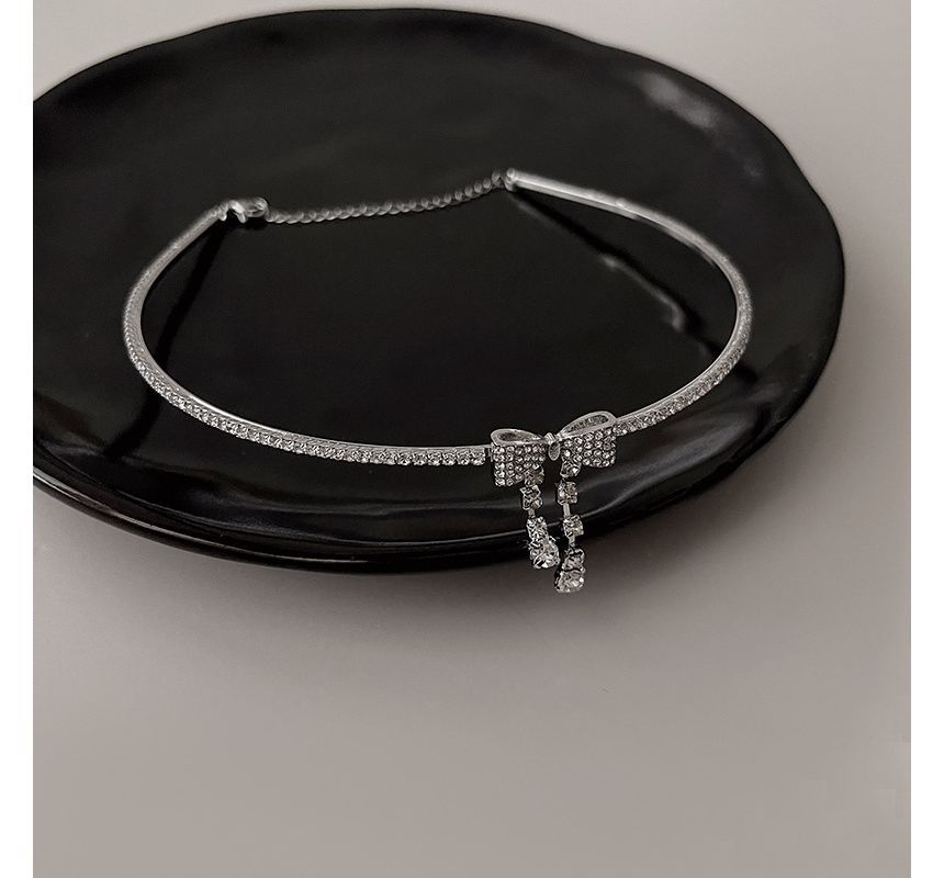 Bow Choker Alloy Rhinestone