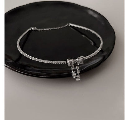 Bow Choker Alloy Rhinestone