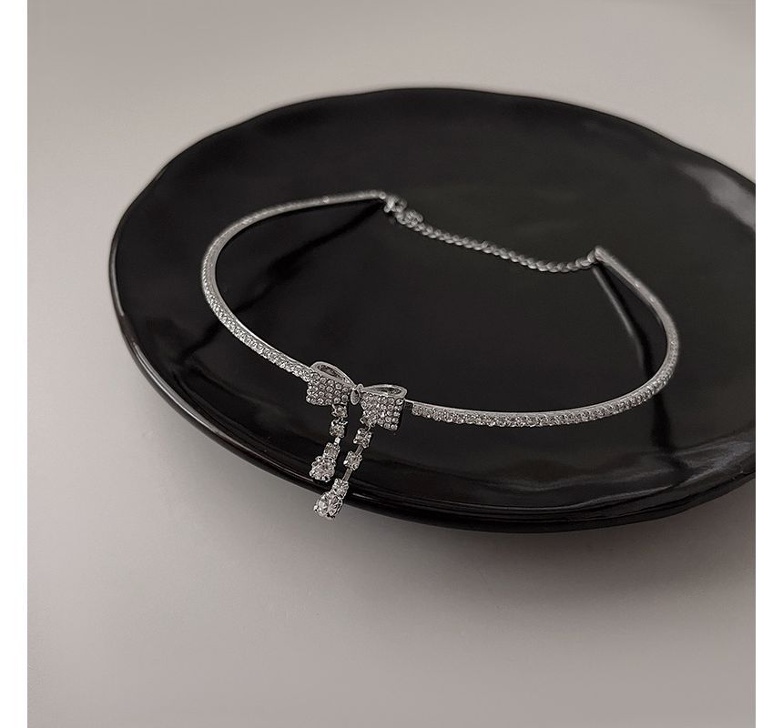 Bow Choker Alloy Rhinestone