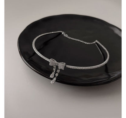 Bow Choker Alloy Rhinestone