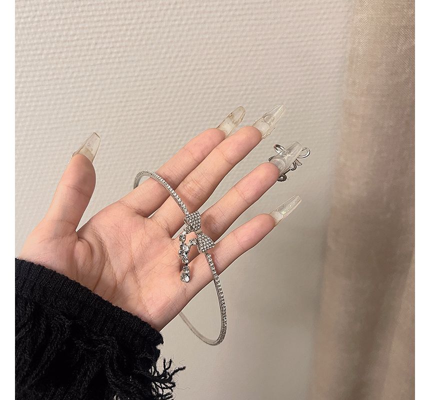 Bow Choker Alloy Rhinestone