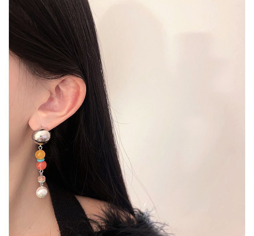 Glass Alloy Dangle Faux Earring Pearl Bead