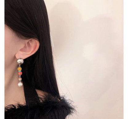 Glass Alloy Dangle Faux Earring Pearl Bead