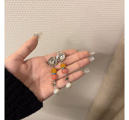 Glass Alloy Dangle Faux Earring Pearl Bead