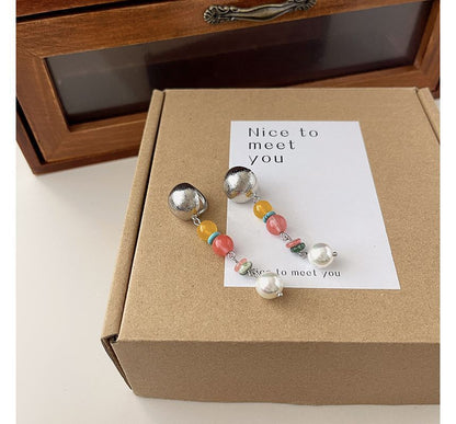 Glass Alloy Dangle Faux Earring Pearl Bead