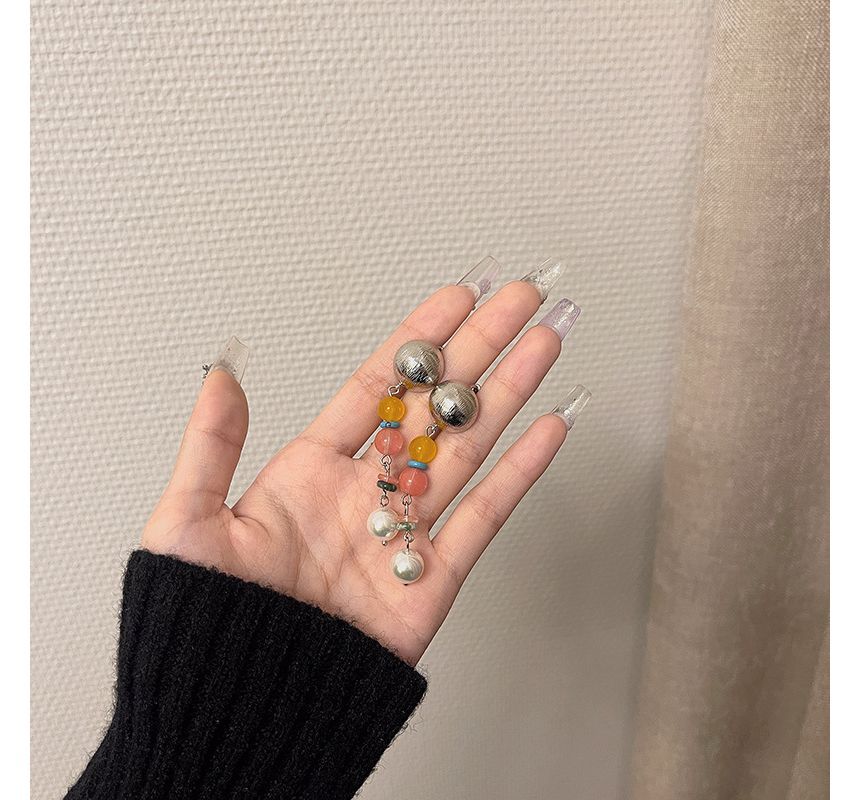 Glass Alloy Dangle Faux Earring Pearl Bead