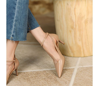 Ankle Strap Plain Stiletto Heel Sandals