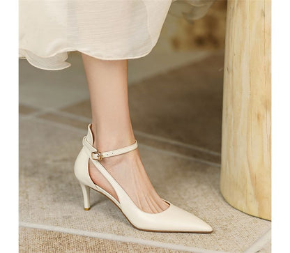 Ankle Strap Plain Stiletto Heel Sandals