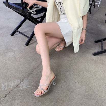 Strappy High Heel Slide Sandals