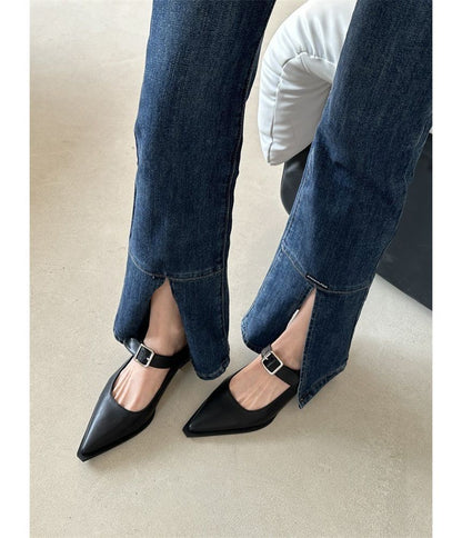 Pointy Toe Chunky Heel Mary Jane Shoes