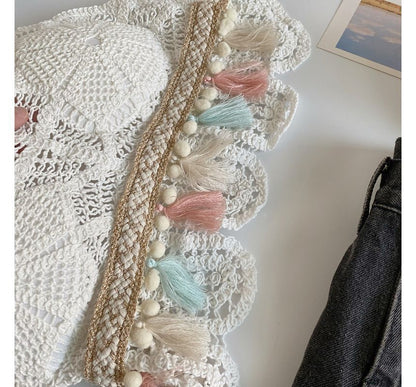 Halter Tassel Crochet Knit Bralette