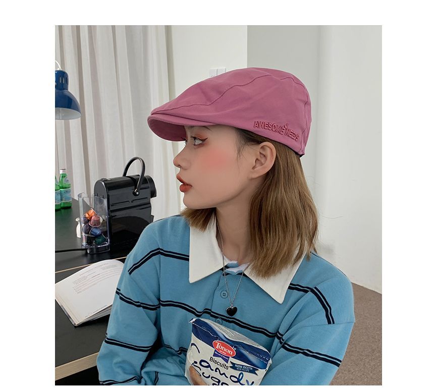 Lettering Embroidered Flat Cap