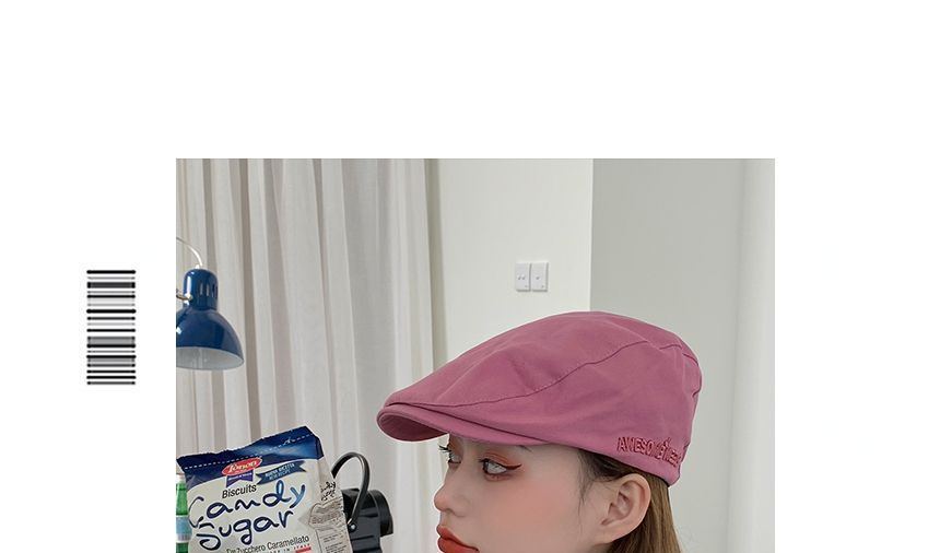 Lettering Embroidered Flat Cap