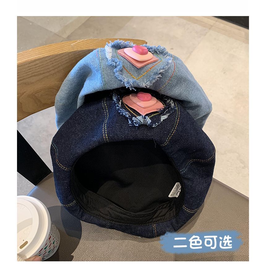 Heart Denim Beret Hat
