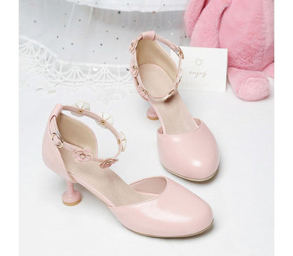 Flower Accent Kitten Heel D'Orsay Sandals