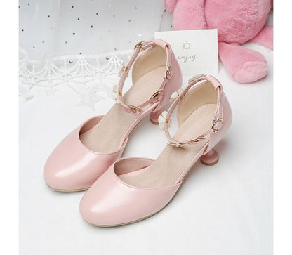 Flower Accent Kitten Heel D'Orsay Sandals