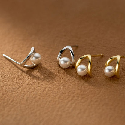 Faux Pearl Sterling Silver Earring