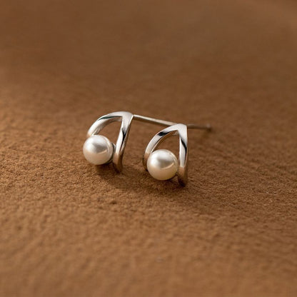 Faux Pearl Sterling Silver Earring
