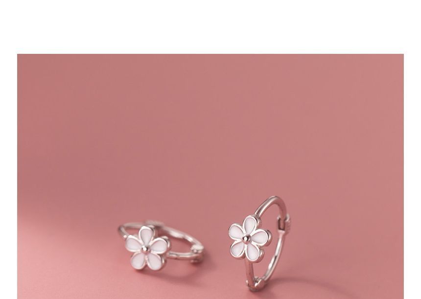 Flower Sterling Silver Hoop Earring