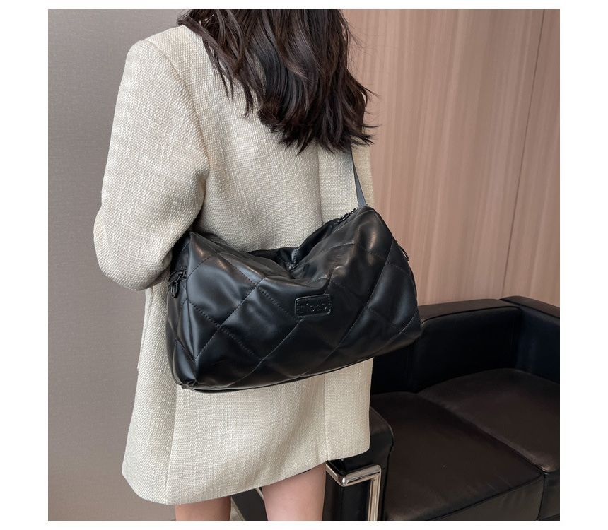 Plain Quilted Faux Leather Crossbody Bag