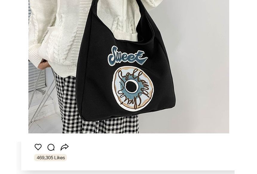 Schultertasche mit Donut-Stickerei