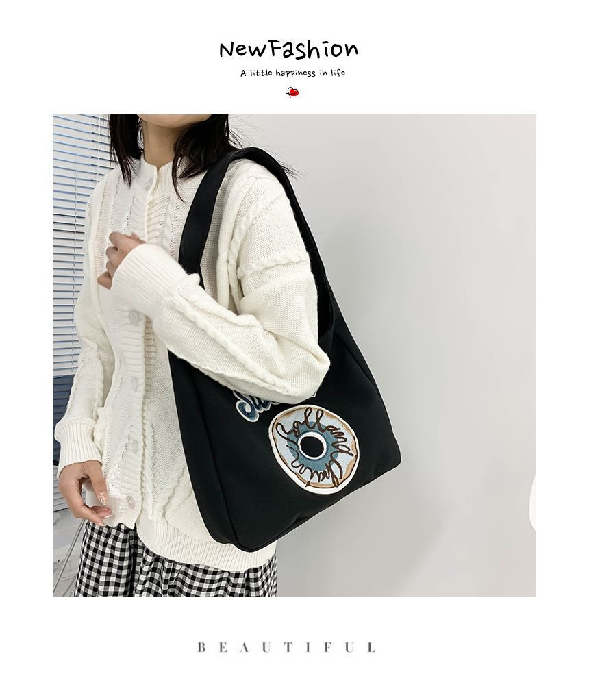 Donut Embroidered Shoulder Bag