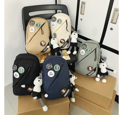 Lettering Applique Nylon Sling Bag / Badge / Bag Charm / Set