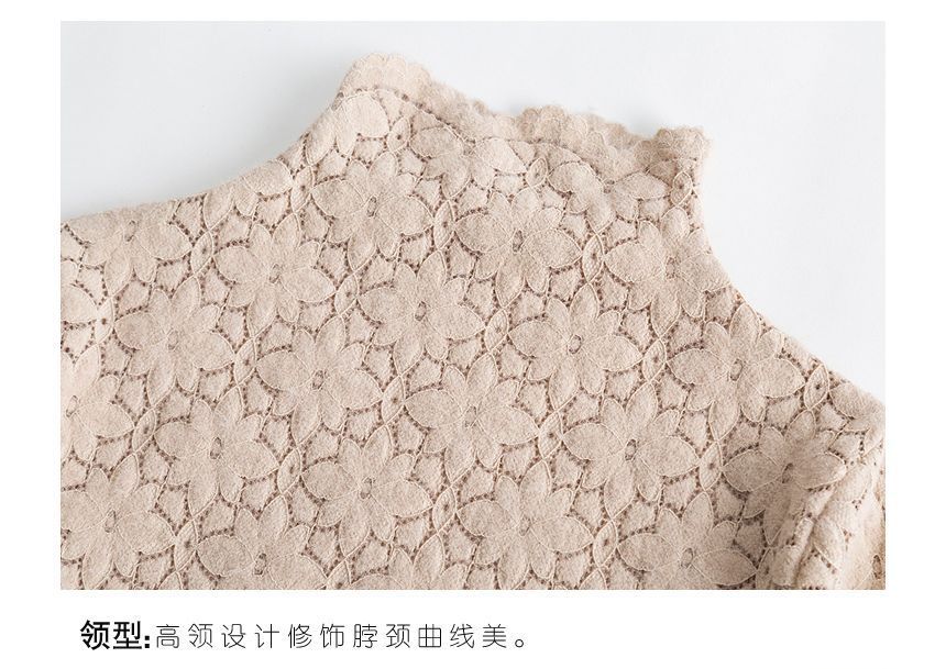 High Neck Lace Blouse with Long Sleeves