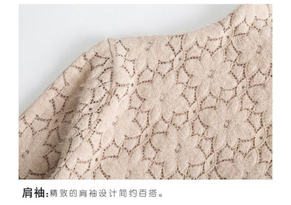 High Neck Lace Blouse with Long Sleeves
